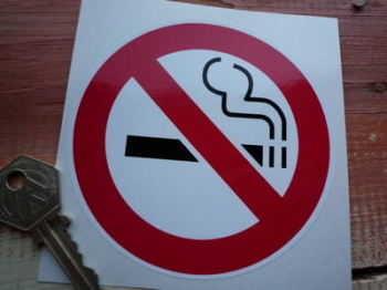 No Smoking Circular Sticker. 4" or 5".