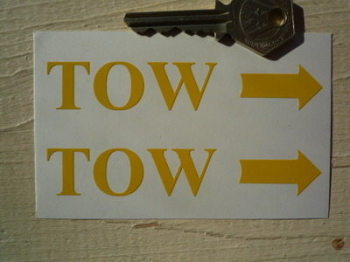 TOW Racing Car Text & Arrow 'Serif' Stickers. 4" Pair.
