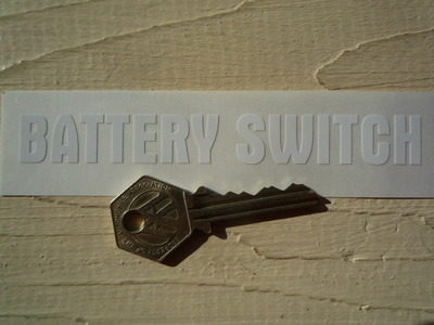 Battery Switch Cut Vinyl Sticker. White. 5".