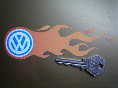 VW Volkswagen Flames Handed Stickers. 5.75