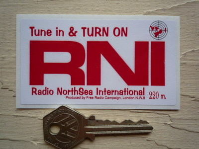 Radio RNI NorthSea International Red & White Sticker. 3.5".