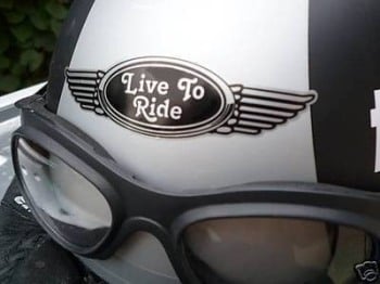 Live To Ride Winged Helmet Sticker. 3.5" or 5".