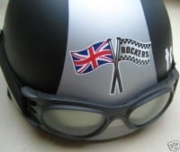 Union Jack & Rockers Crossed Flag Helmet Sticker. 3