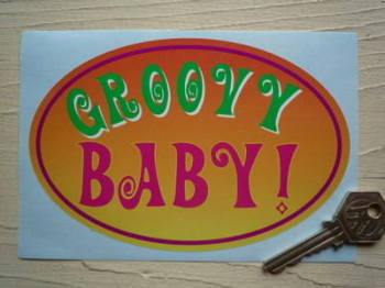 Groovy Baby Oval Sticker. 6".