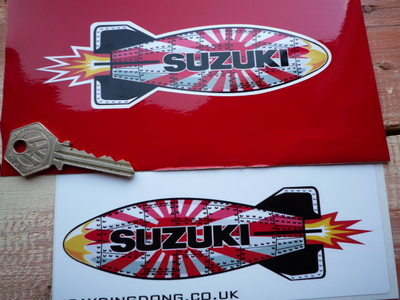 Suzuki Shaped Torpedo Stickers. 6" Pair.