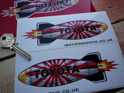 Toyota Shaped Torpedo Stickers. 6" Pair.