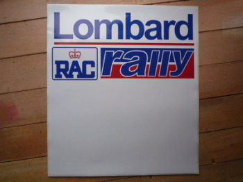 Lombard RAC Rally Red & Blue Door Panel Stickers. 20" Pair.