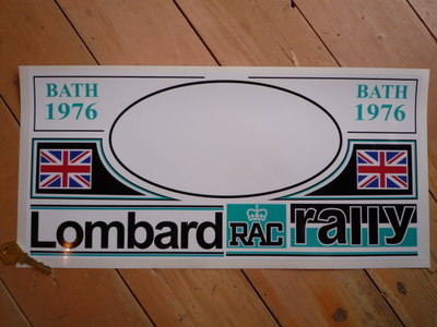 RAC Lombard Rally Bath 1976 Plate Sticker. 18".
