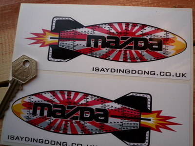 Mazda Shaped Torpedo Stickers. 6" Pair.