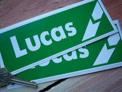Lucas Break Green & White Oblong Stickers. 7" Pair.