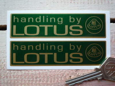 Handling By Lotus Gold & Green Stickers. 4" Pair.