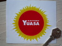 Yuasa Battery Red & Yellow Classic 70's Sunburst Sticker. 4".
