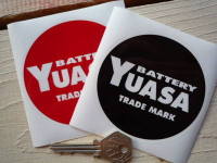 Yuasa Circular Battery Label Sticker. 3.5".