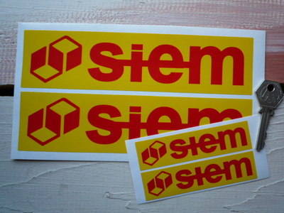 Siem Red & Yellow Oblong Stickers. 4", 6" or 8" Pair.