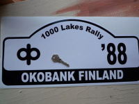 Finland 1000 Lakes Oko Bank Finland 1988 Rally Plate Sticker. 18