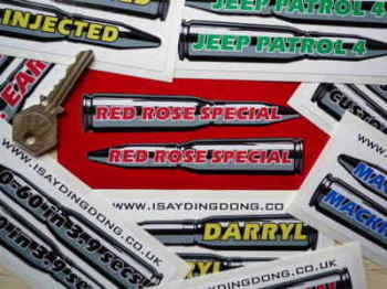 PERSONALISED Bullet Shaped Stickers. 4.5" Pair.