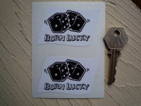 Born Lucky Dice Stickers. 2.5" Pair.