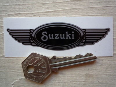 Suzuki Winged Helmet Sticker. 3.5".