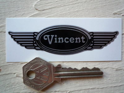 Vincent Winged Helmet Sticker. 3.5".