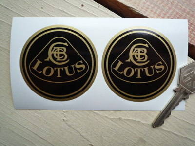 Lotus Black & Gold Circular Stickers. 60mm Pair.