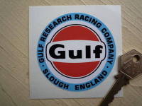 Gulf Research Racing Company Slough Sticker. 2.75".