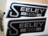 Seeley Black & Silver 350/500/750 Stickers. 4.5" Pair.