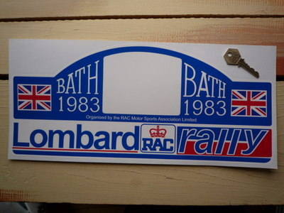 RAC Lombard Bath 1983 Rally Plate Sticker. 6".