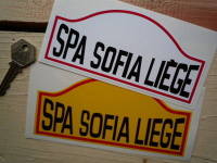 Spa Sofia Liege Rally Plate Style Sticker. 6".