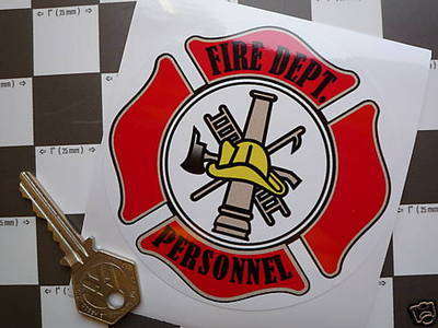 Fire Dept. Personnel Window Badge Sticker. Static Cling. 4