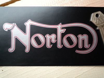 Norton Cut Text Red & Silver Stickers. 6" Pair.