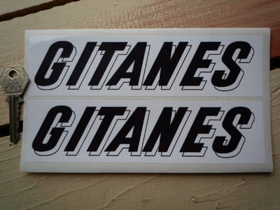 Gitanes French Cigarette Oblong Black & White 3D Text Stickers. 7.5" Pair.