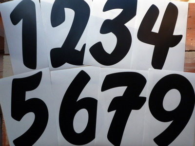 Racing Numbers Stickers. Brush Font. Various Sizes.