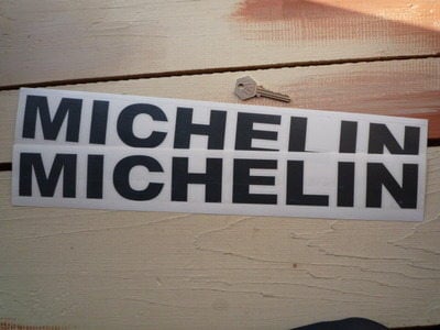 Michelin Cut Vinyl Plain Text Stickers. 17" Pair.
