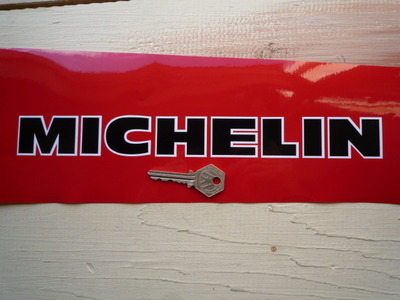 Michelin Cut Vinyl Black with White Outline Text Stickers. 10" or 12" Pair.
