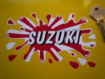 Suzuki Japanese Flag Splat Stickers. 6" Pair.