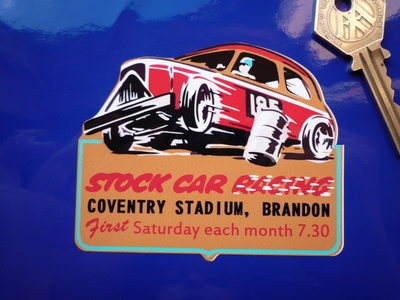Stock Car Racing at Coventry Stadium, Brandon Sticker. 3.5".