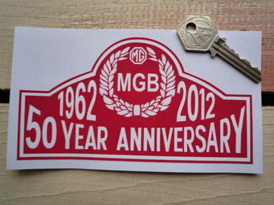 MG MGB '50 Year Anniversary 1962 - 2012' Sticker. 6".