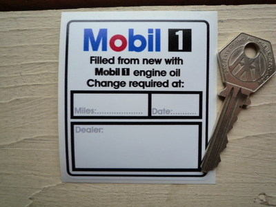 Mobil One Oil Change Required At Sticker. 2.5".