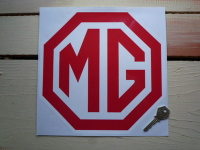 MG Red & White Octagon Logo Sticker. 10".