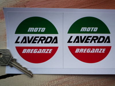 Laverda Moto Breganze Circular Logo Stickers. 3" Pair.