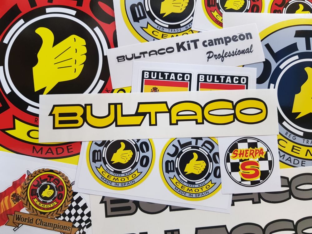 Bultaco motorcycle retro decals stickers printed on quality vinyl & laminated