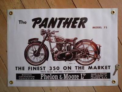Phelon & Moore Panther model 75 Finest 350 Art Banner. 23" x 15".