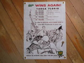 BP Wins Again! Targa Florio. Art Banner. 18" x 25".