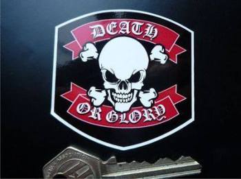Death or Glory Skull & Crossbones Sticker. 2.25".
