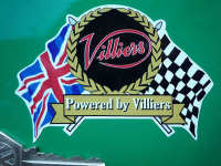 Villiers Flag & Scroll Sticker. 4".
