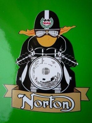 Norton Yellow Scarfed Cafe Racer Sticker. 3