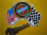 Chrysler USA Flag & Scroll Sticker. 3.5".
