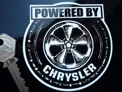 Chrysler 'Powered By' Wheel Sticker. 3.5".