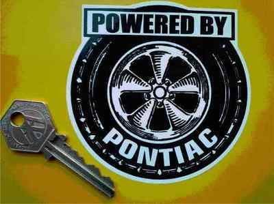 Pontiac 'Powered By' Wheel Style Sticker. 3.5".