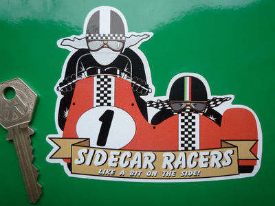 Sidecar Racers Like A Bit On The Side! Sticker. 4".